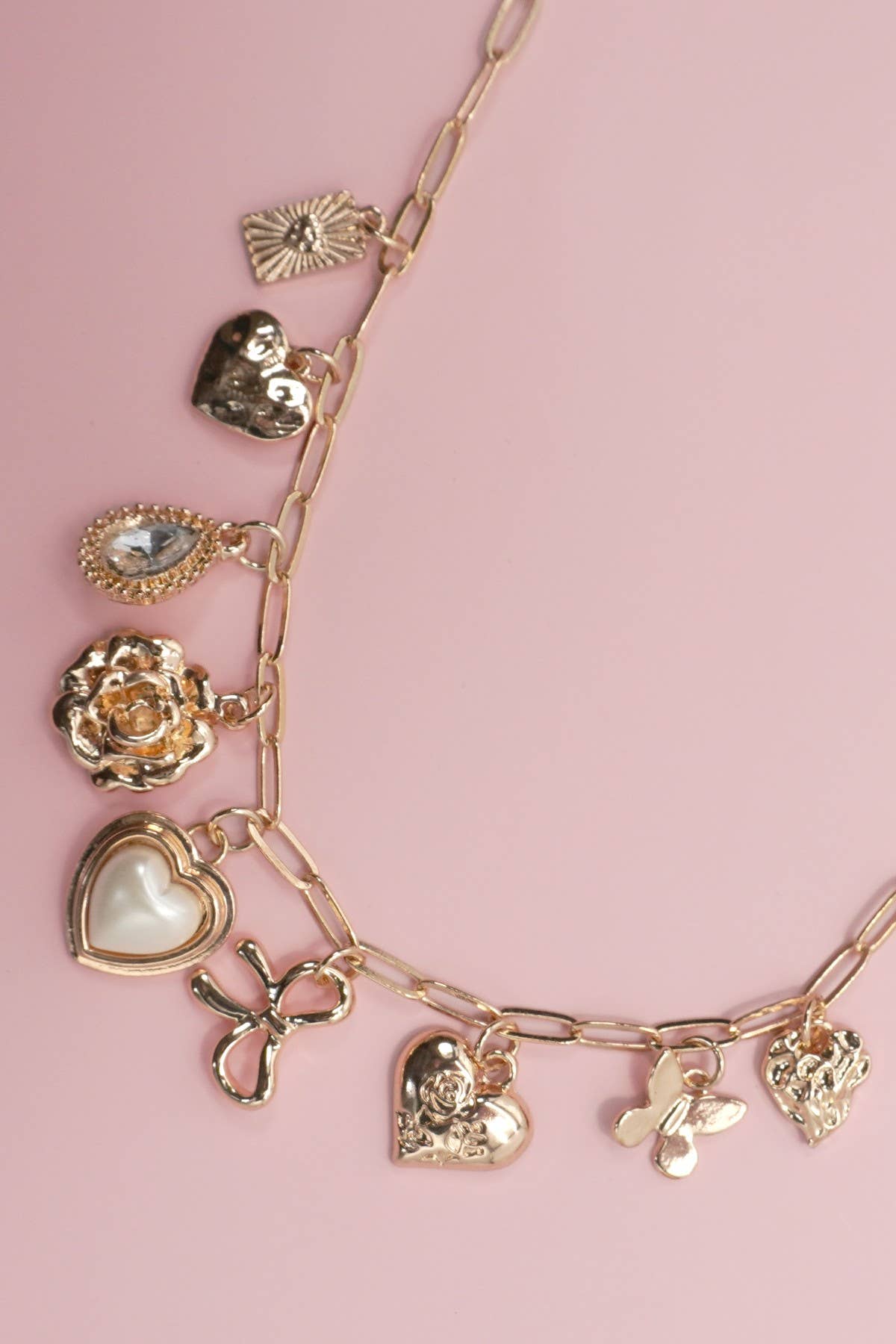 Hearts & Bows Charm Necklace | Uniquely Claudia 