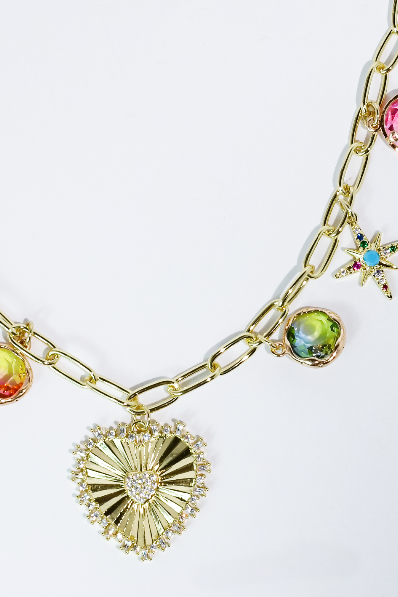 Hearts Drop Charm Necklace - Uniquely Claudia Boutique