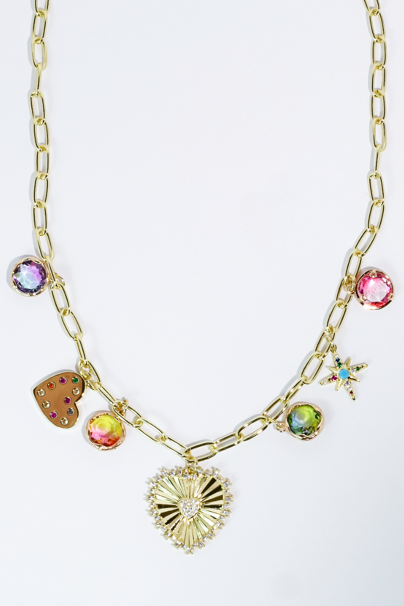 Hearts Drop Charm Necklace - Uniquely Claudia Boutique