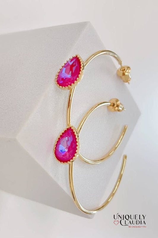 Iridescent Fuchsia Radiance 14K Gold-Plated Hoop |Uniquely Claudia Boutique 