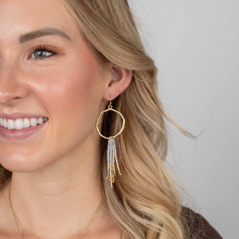 JBloom: Grey Beaded Earrings