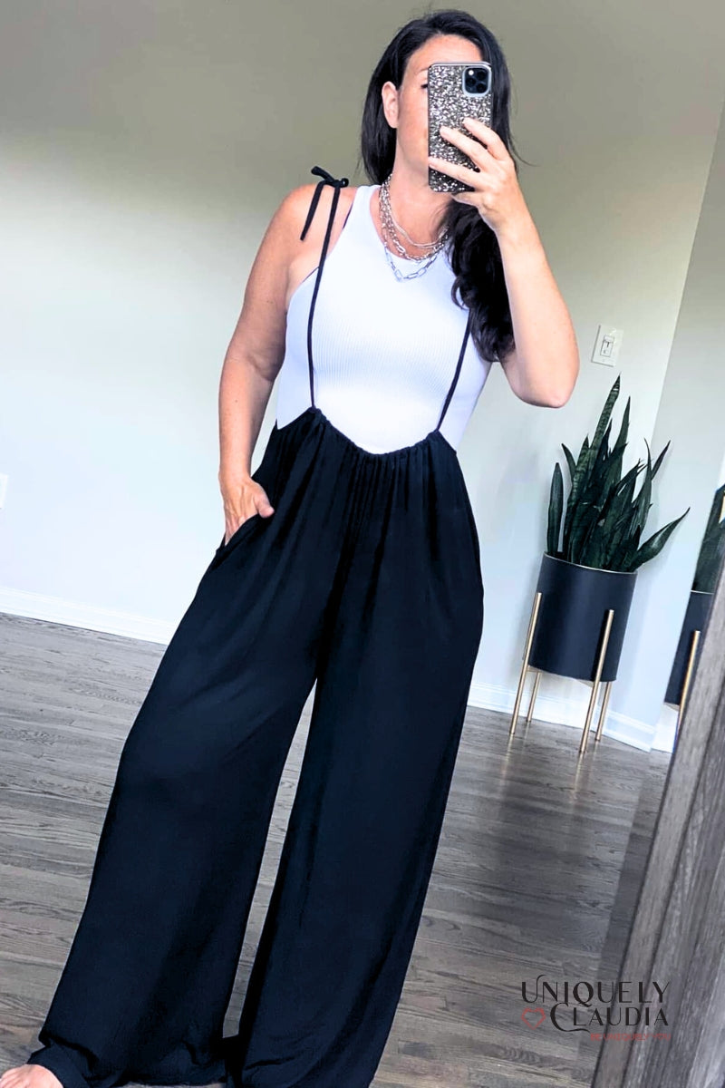 Janice  Drawstring Black Jumper | Uniquely Claudia Boutique