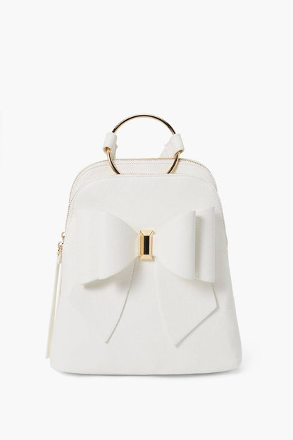 Jasmine Bowtie Backpack Handbag: White | Uniquely Claudia Boutique 