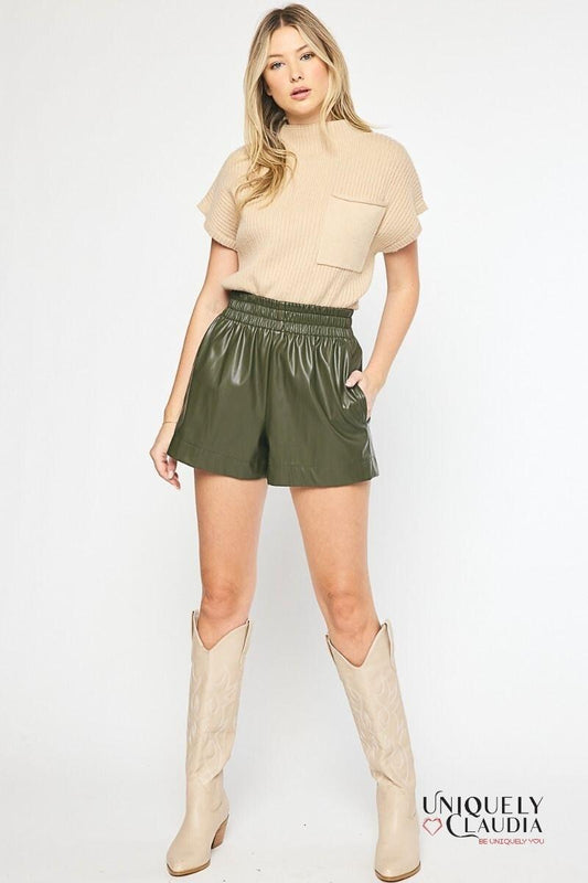 Katy Vegan Leather Shorts | Uniquely Claudia Boutique