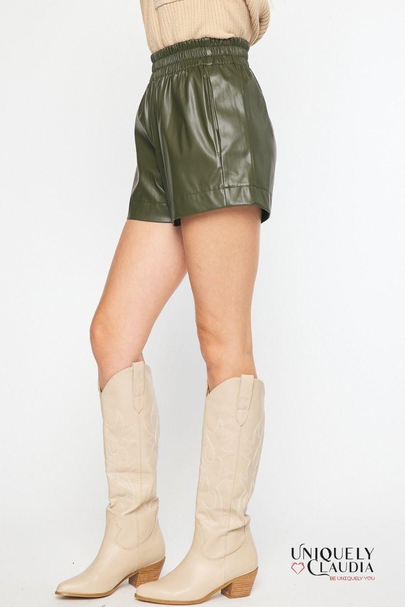 Katy Vegan Leather Shorts | Uniquely Claudia Boutique