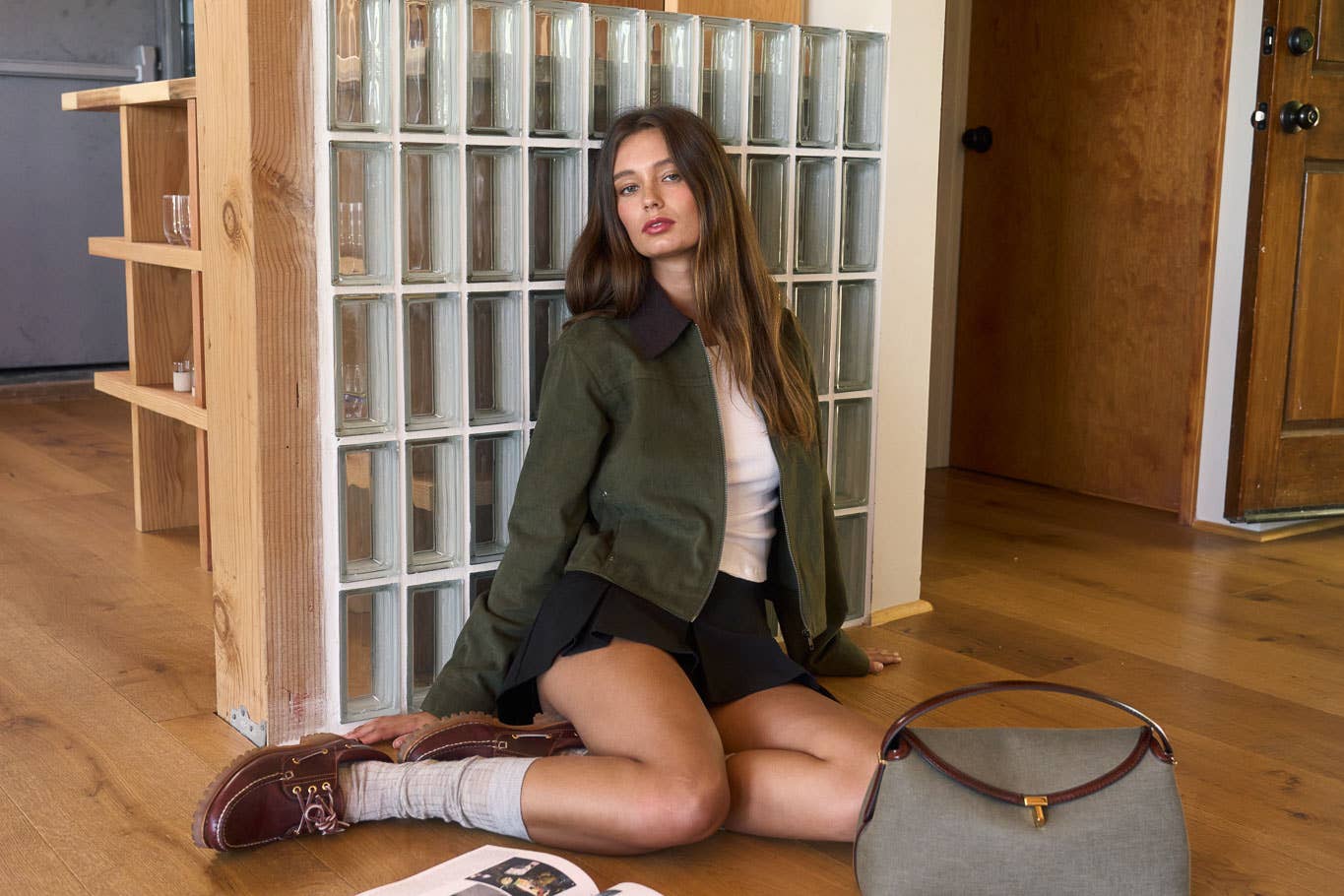 Kenia Contrast Collar Corduroy Zip-Up Jacket | Uniquely Claudia