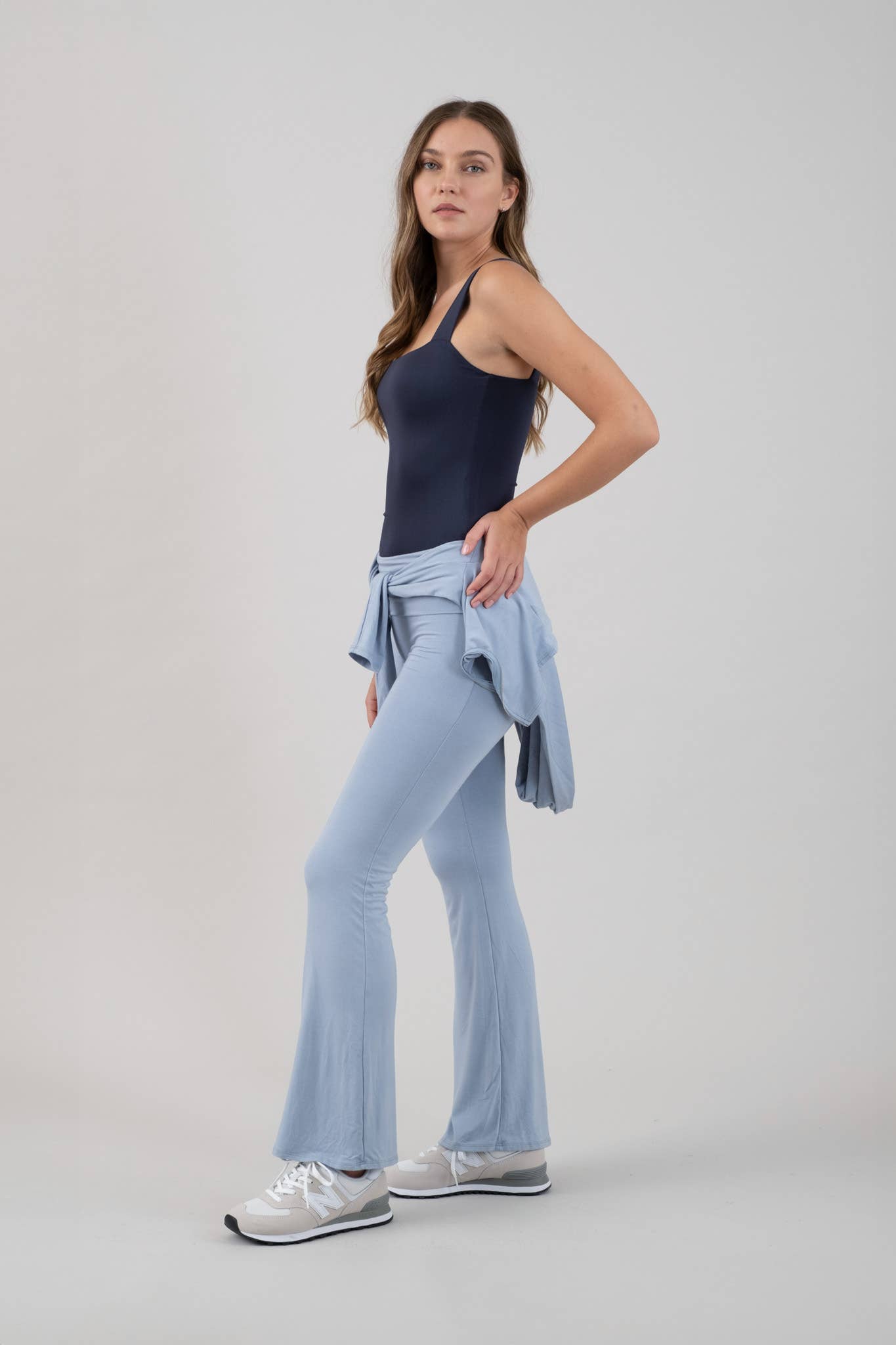 Kristin Solid Square Neck Sleeveless Navy To