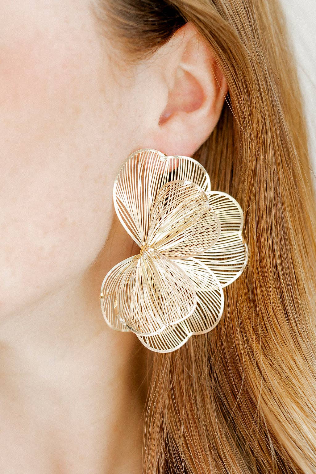 Amanda Flower Statement Earrings - Gold - Uniquely Claudia Boutique