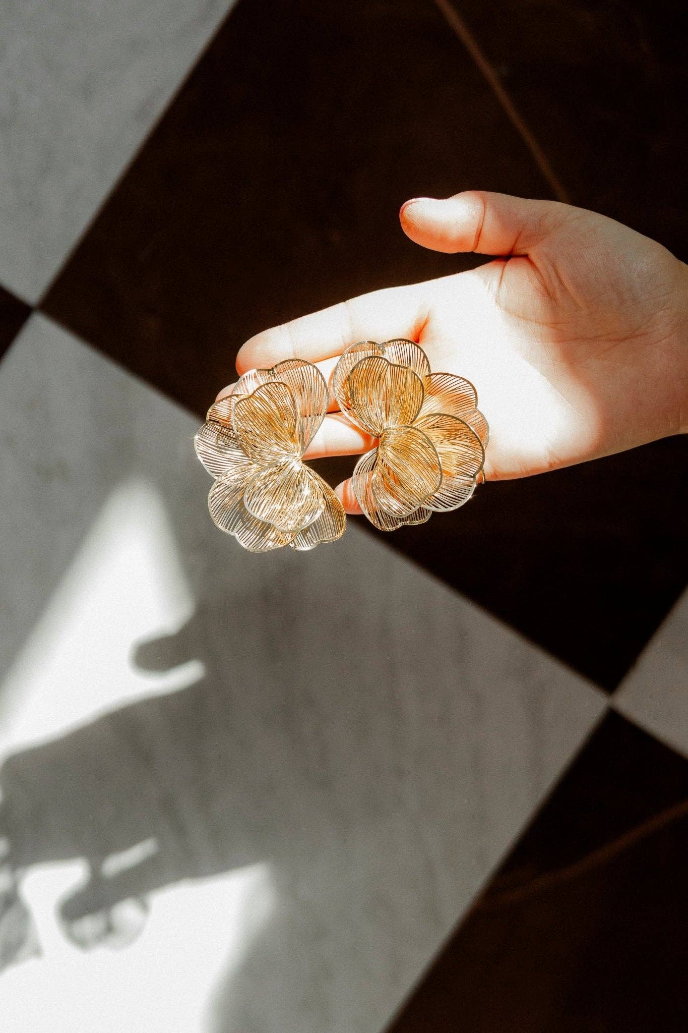 Amanda Flower Statement Earrings - Gold - Uniquely Claudia Boutique