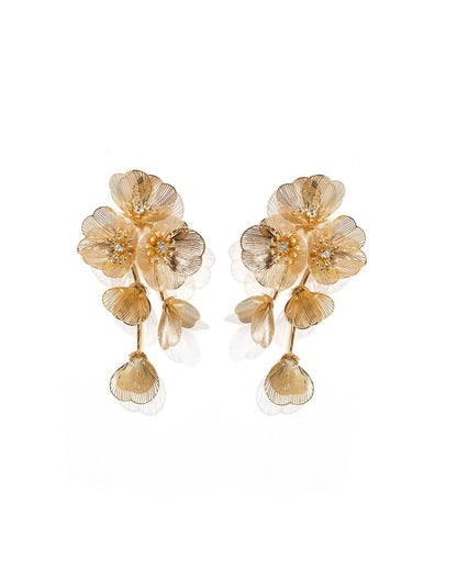 Audrey Flower Statement Earring - Gold - Uniquely Claudia Boutique