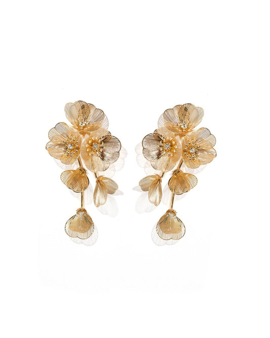 Audrey Flower Statement Earring - Gold - Uniquely Claudia Boutique