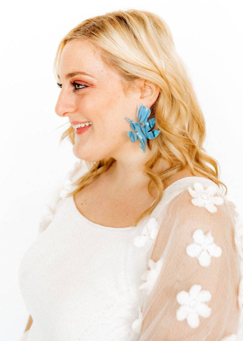 LINNY: Flora Blue Iris Earrings | Uniquely Claudia 