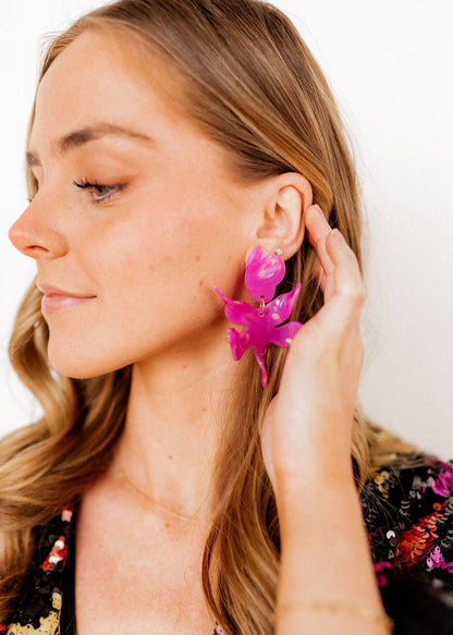 LINNY: Flora Orchid Purple Earrings