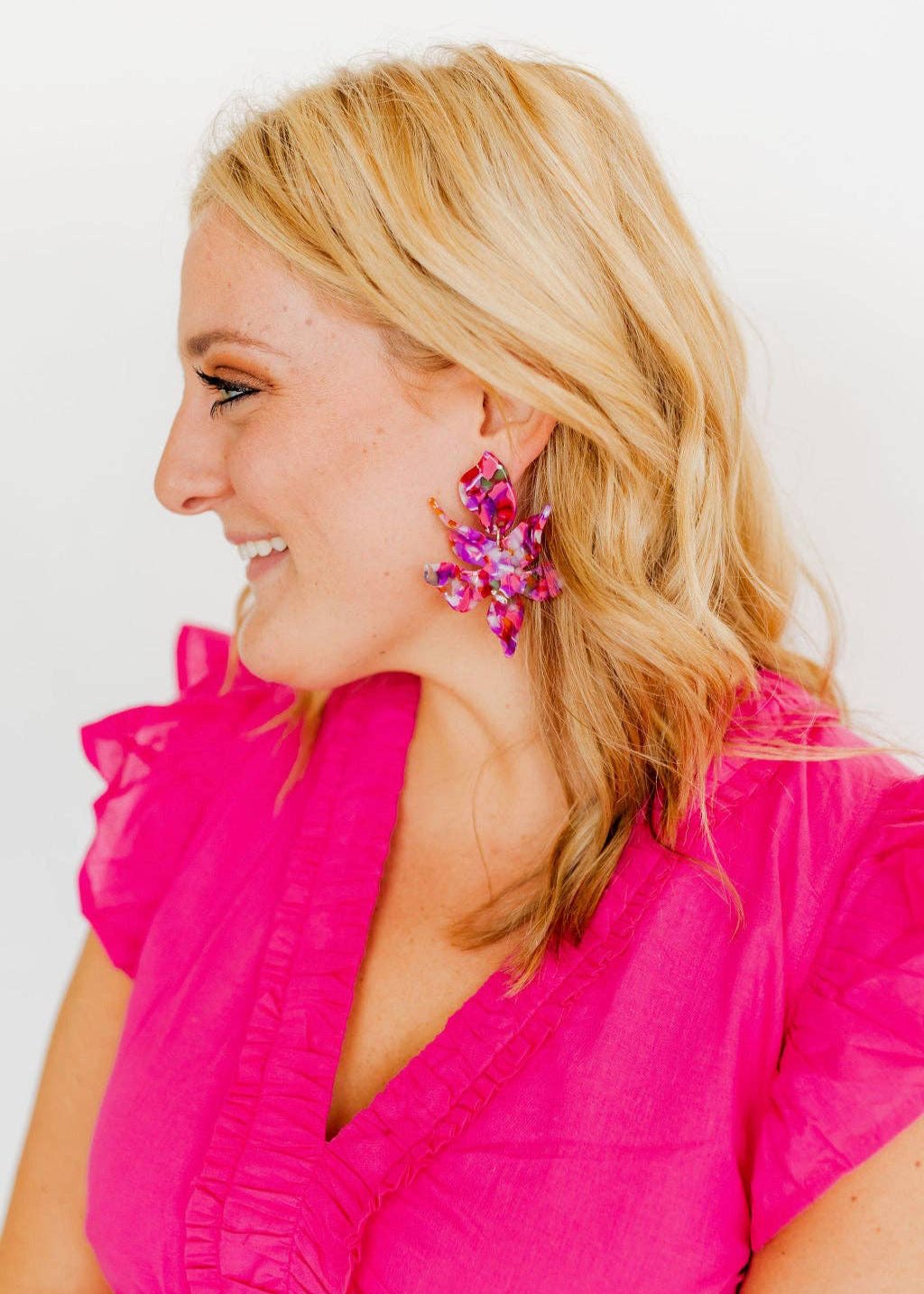 LINNY : Flora Pink Multi Earrings | Uniquely Claudia Boutique