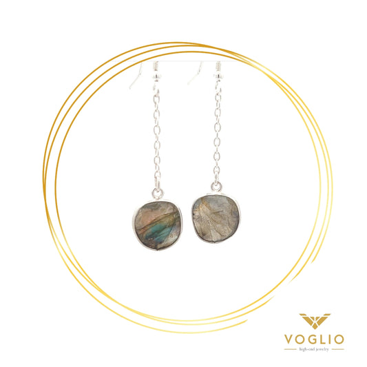 VOGLIO: Labradorite Sterling Silver Drop Earrings