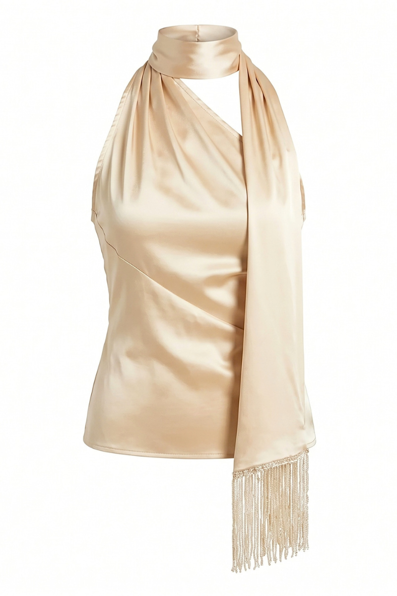 Laura Satin One Shoulder Scarf Top