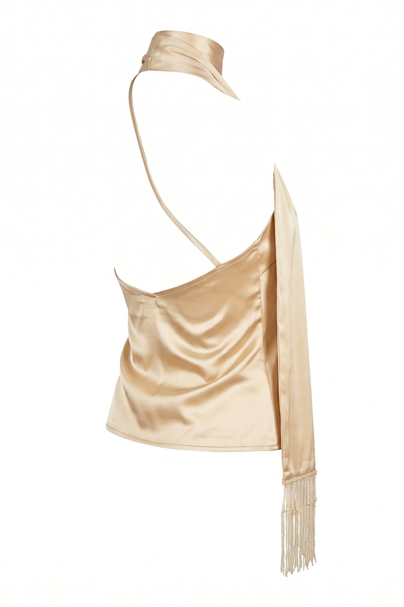Laura Satin One Shoulder Scarf Top