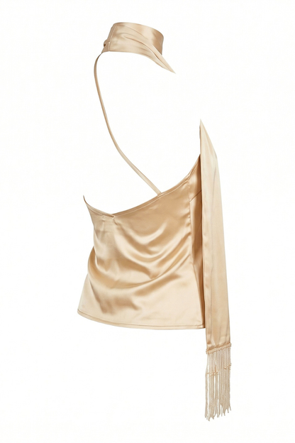 Laura Satin One Shoulder Scarf Top
