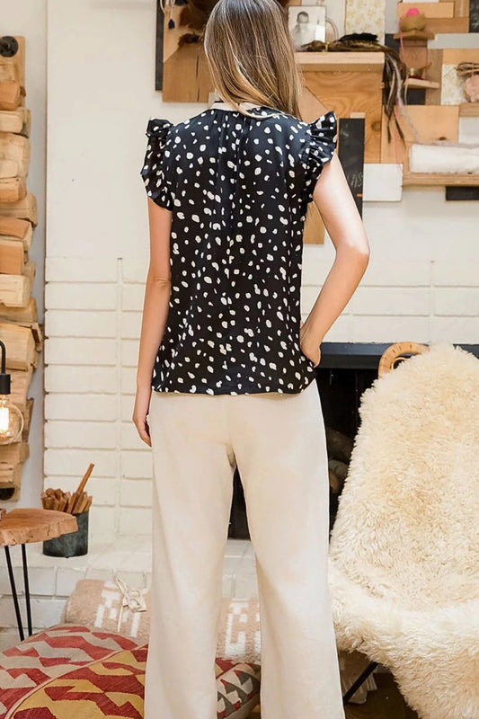 Letizia Spotted Flutter Sleeve Top