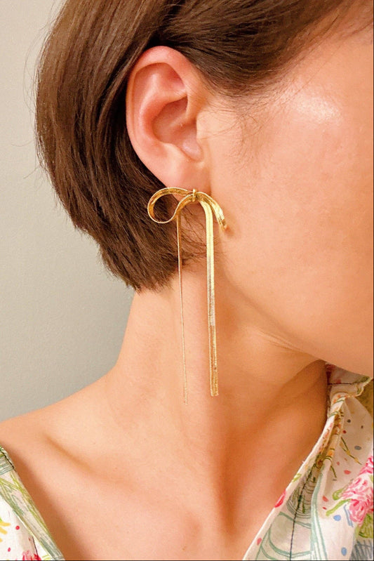 Long Drop Bow Earrings - Uniquely Claudia Boutique