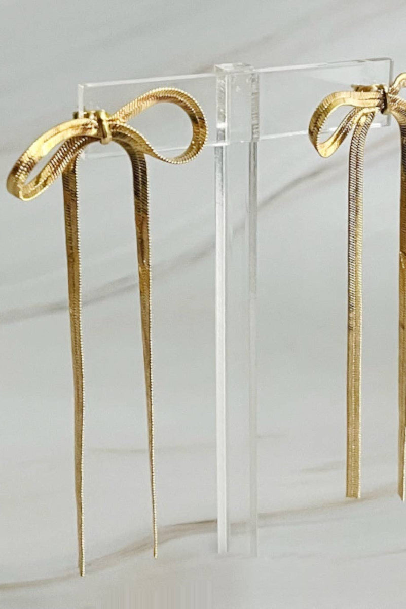Long Drop Bow Earrings - Uniquely Claudia Boutique