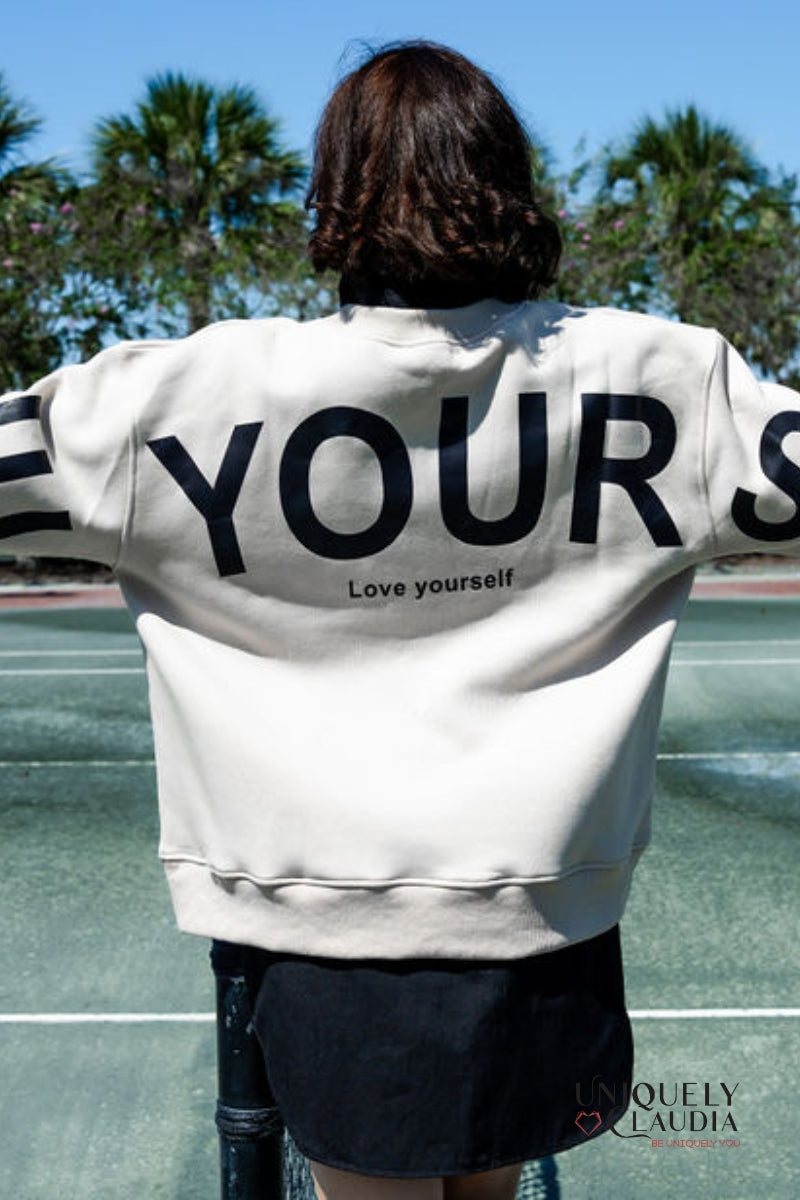 Love Yourself Oversized Tan Sweatshirt | Uniquely Claudia Boutique