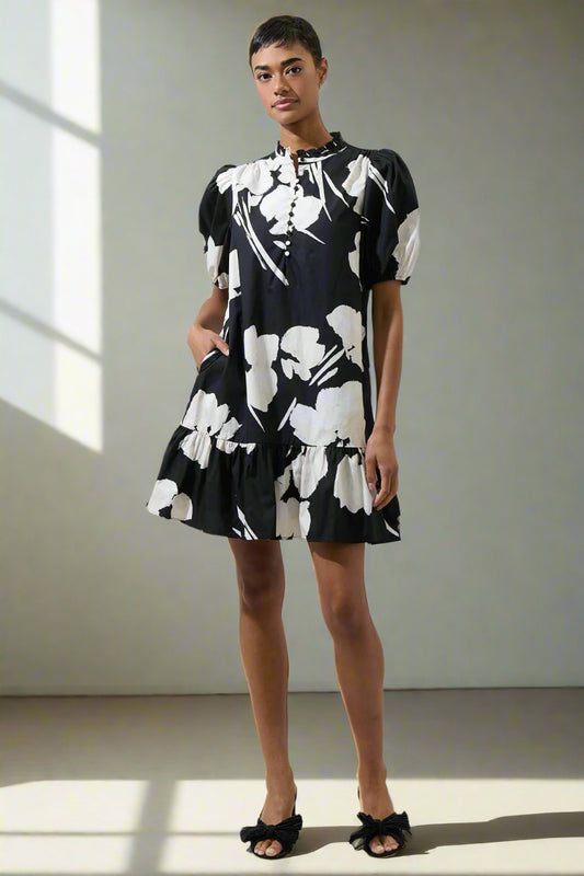 Lydia Shadow Floral Shift Mini Dress | Uniquely Claudia