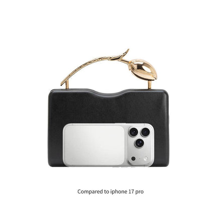 MELIE BIANCO: Belle Black Vegan Leather Rose Bud Handle Clutch