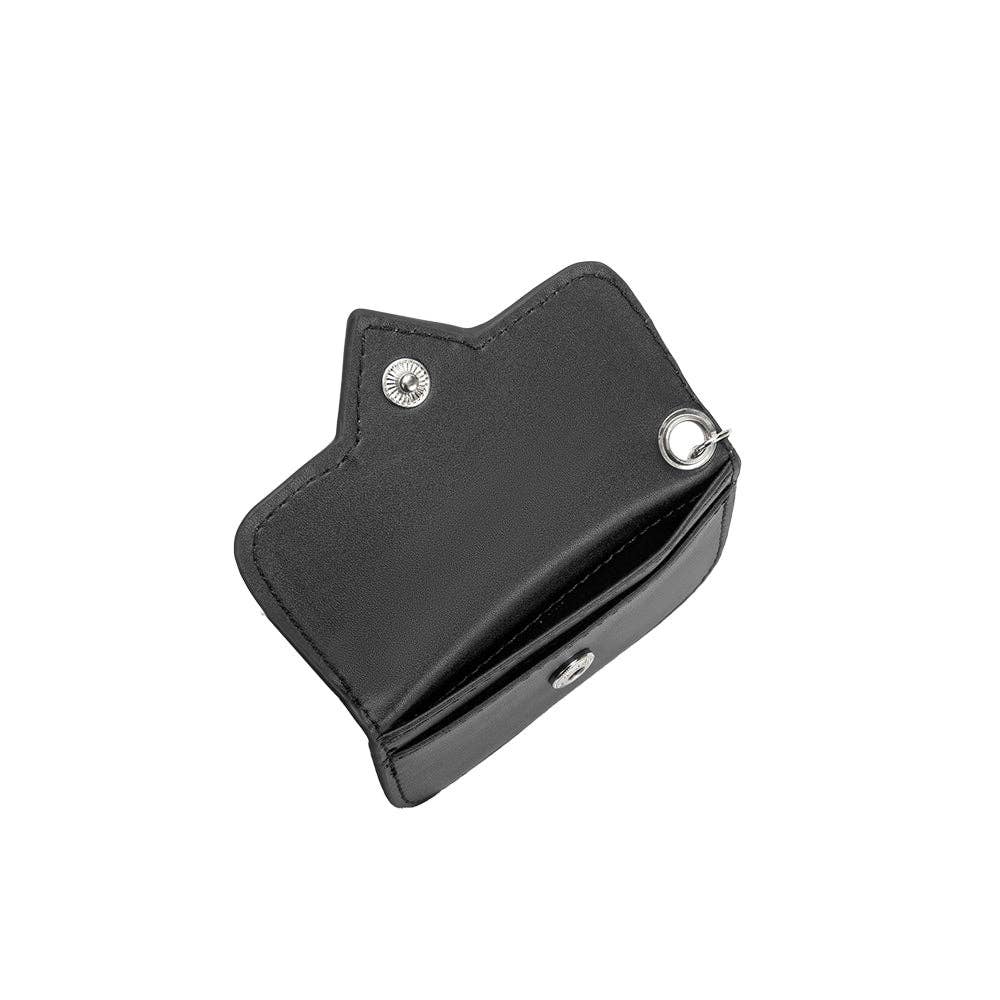 Black car mat with metal clips on a white background