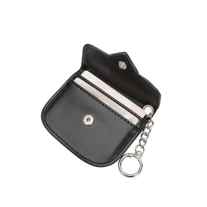 Black cat-shaped keychain pouch with a keyring on a white background