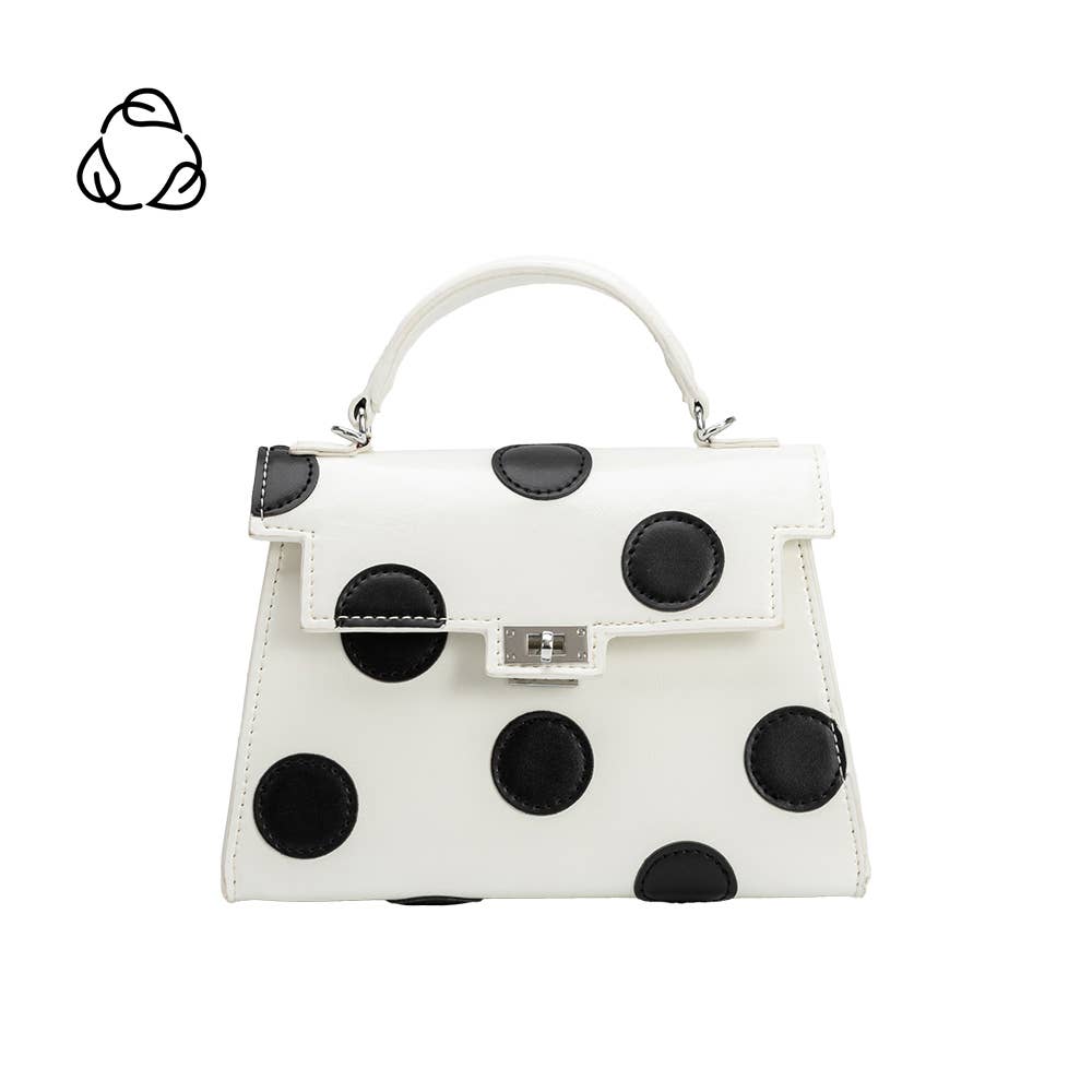 Maisel White Recycled Vegan Polka Dot Top Handle Bag - Uniquely Claudia Boutique