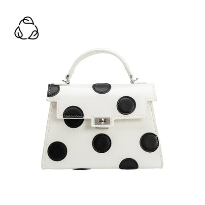 Maisel White Recycled Vegan Polka Dot Top Handle Bag - Uniquely Claudia Boutique