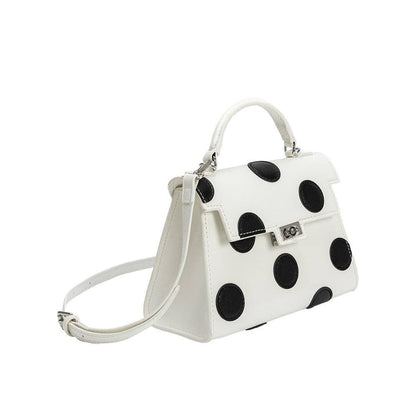 Maisel White Recycled Vegan Polka Dot Top Handle Bag - Uniquely Claudia Boutique