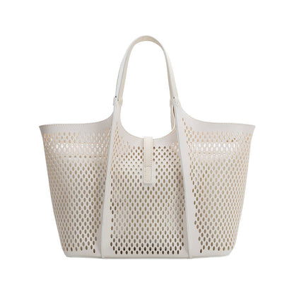 Malia Ivory Laser Cut Vegan Leather Tote Bag Pre-Order 3/30 - Uniquely Claudia Boutique