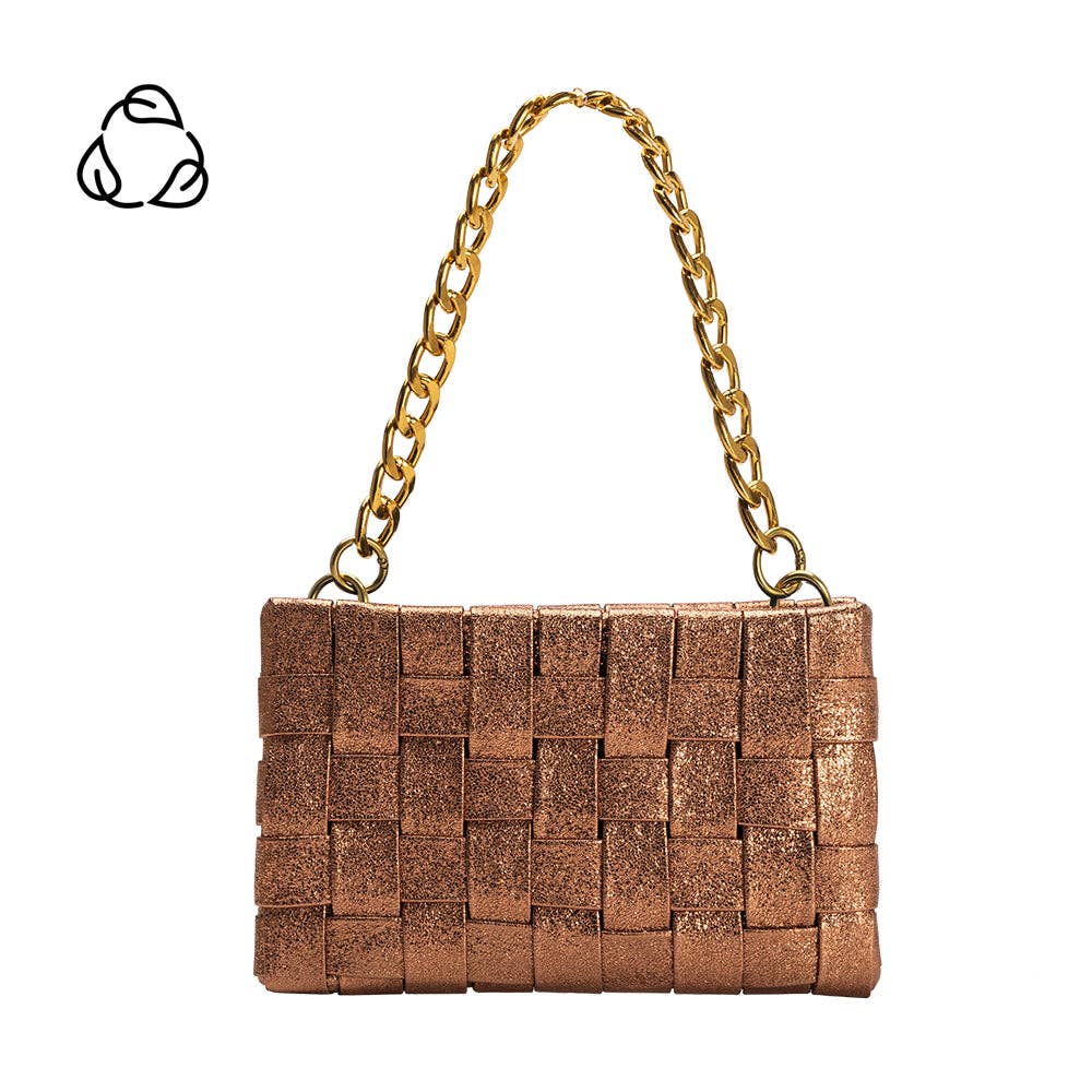 MELIE BIANCO: Mimie Bronze Metallic Recycled Vegan Crossbody Bag