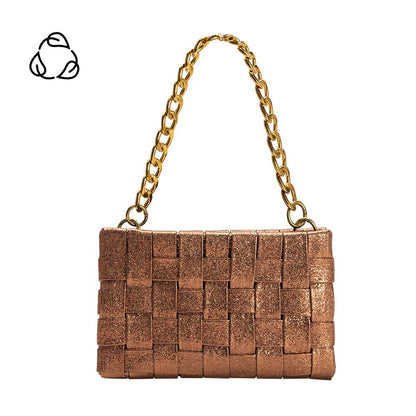 MELIE BIANCO: Mimie Bronze Metallic Recycled Vegan Crossbody Bag