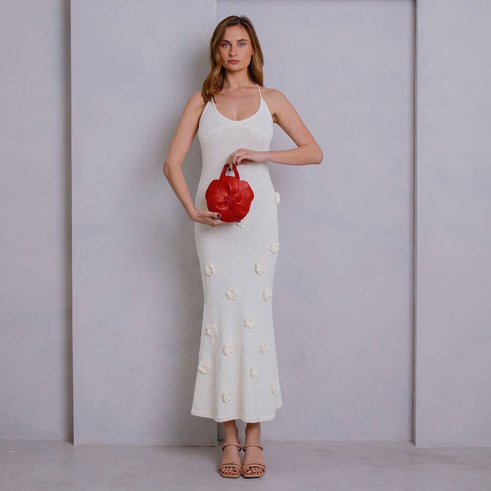 MELIE BIANCO: Monroe Fuchsia Flower Vegan Leather Top Handle Bag | Uniquely Claudia Boutique 