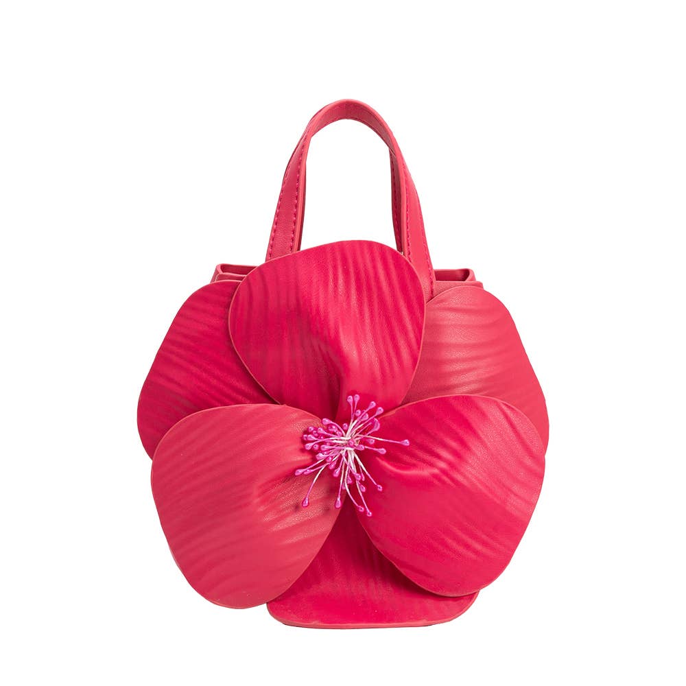 MELIE BIANCO: Monroe Fuchsia Flower Vegan Leather Top Handle Bag | Uniquely Claudia Boutique 