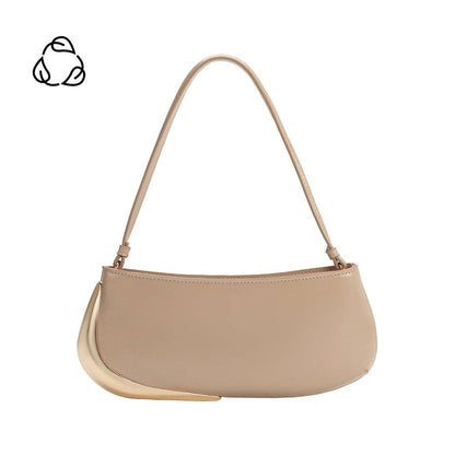 Nude handbag with a strap on a white background