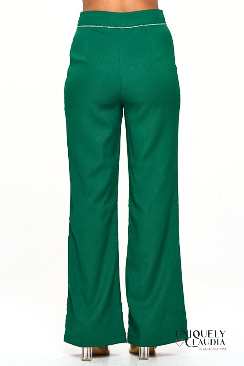 Maddie Embellished Emerald Pants | Uniquely Claudia Boutique 