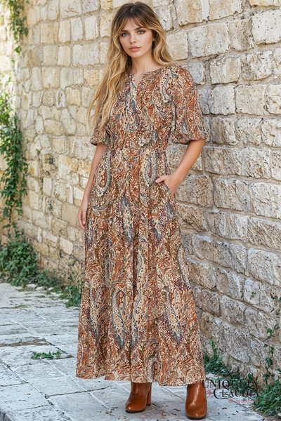 Mallory Boho Paisley Maxi Dress