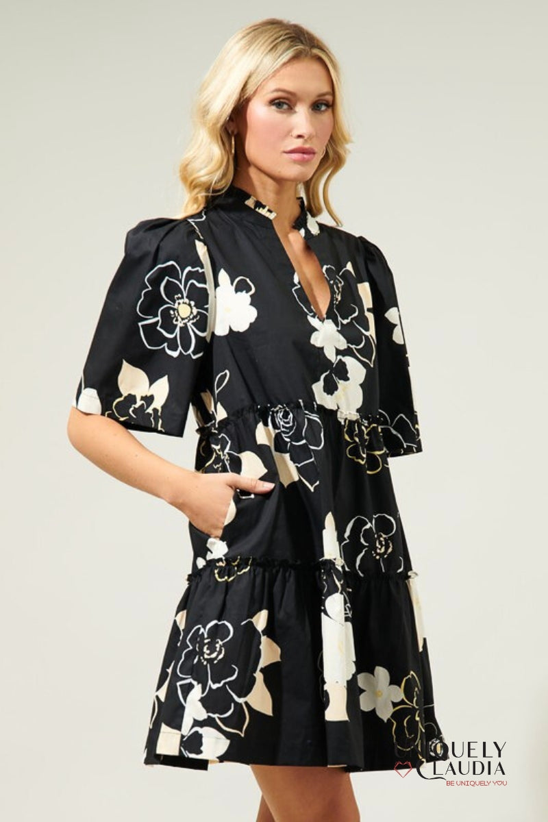 Mandy Split Neck Shift Dress | Uniquely Claudia Boutique