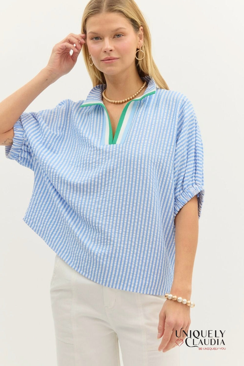 Manuela Striped Dolman Sleeve Top | Uniquely Claudia 