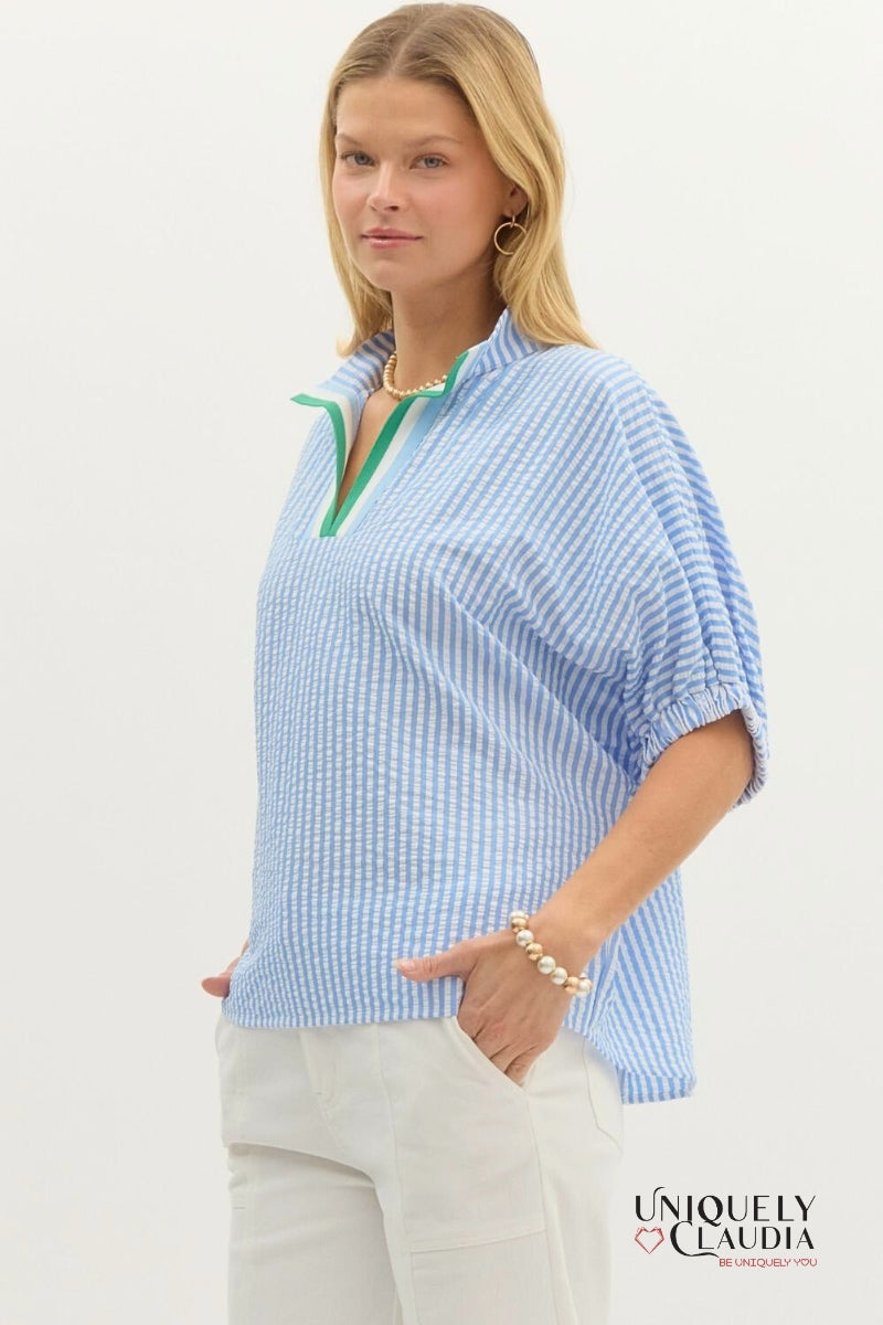 Manuela Striped Dolman Sleeve Top | Uniquely Claudia 