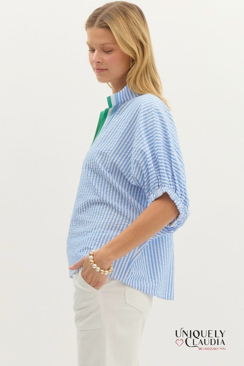 Manuela Striped Dolman Sleeve Top | Uniquely Claudia 