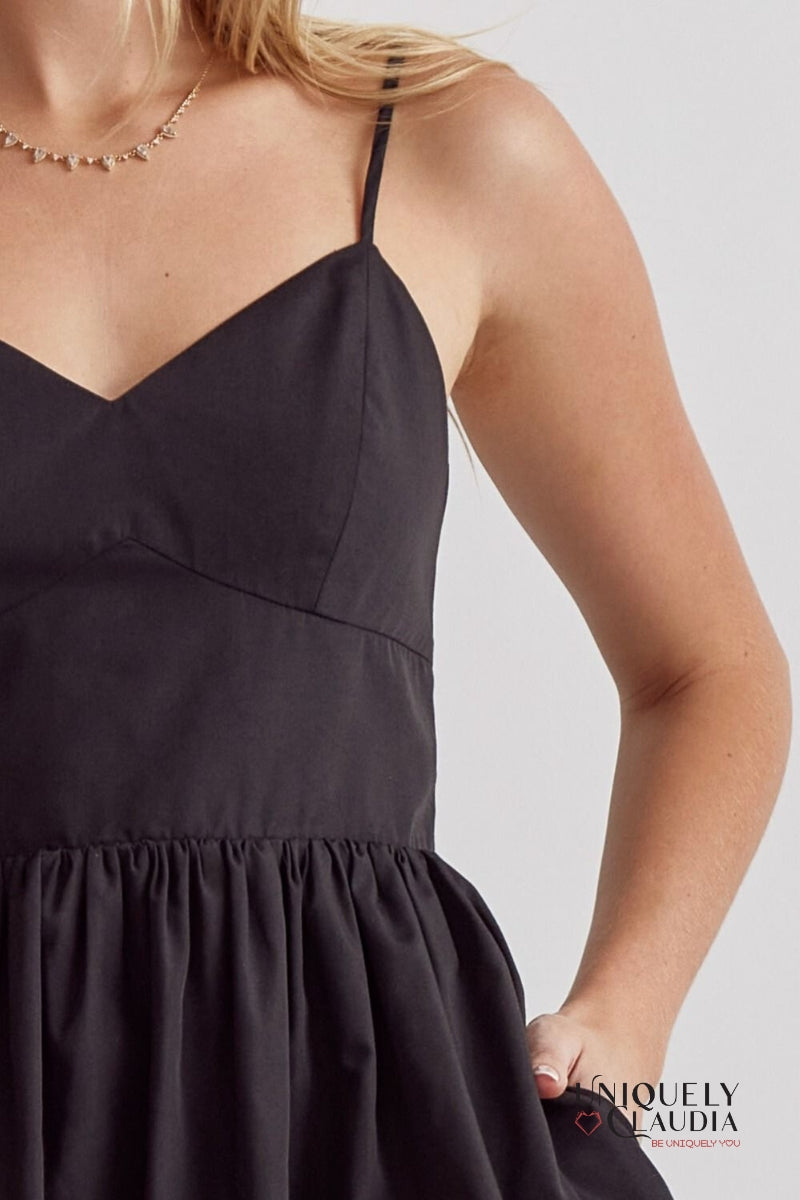 Marisa Spaghetti Strap Puff Mini Dress | Uniquely Claudia Boutique