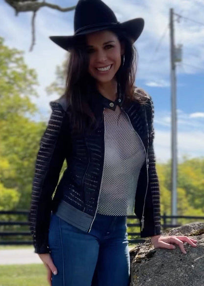 Maryann Mesh & Vegan Leather Shadow Jacket - Uniquely Claudia Boutique