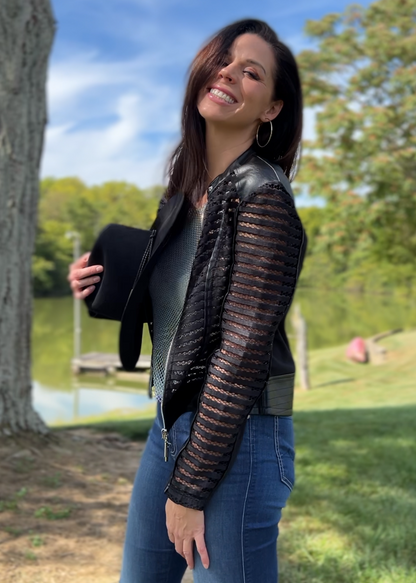 Maryann Mesh & Vegan Leather Shadow Jacket