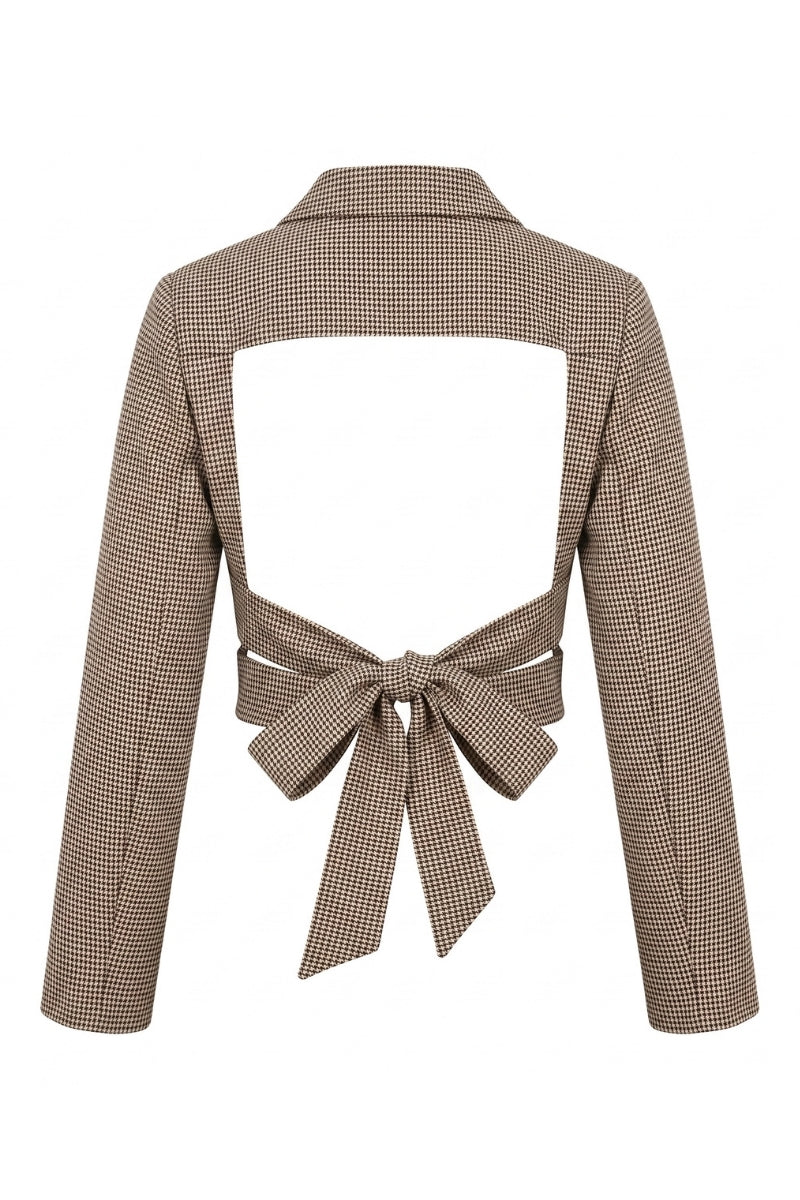 Mazie Gingham Open Back Blouse