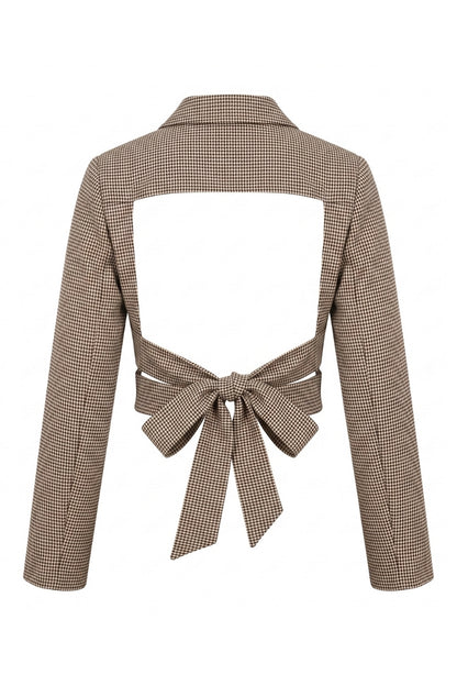 Mazie Gingham Open Back Blouse